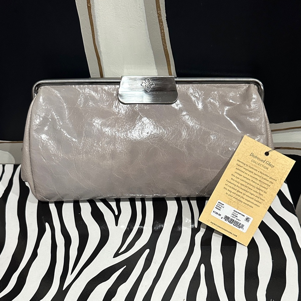 Patricia Nash Shiny Gray Clutch